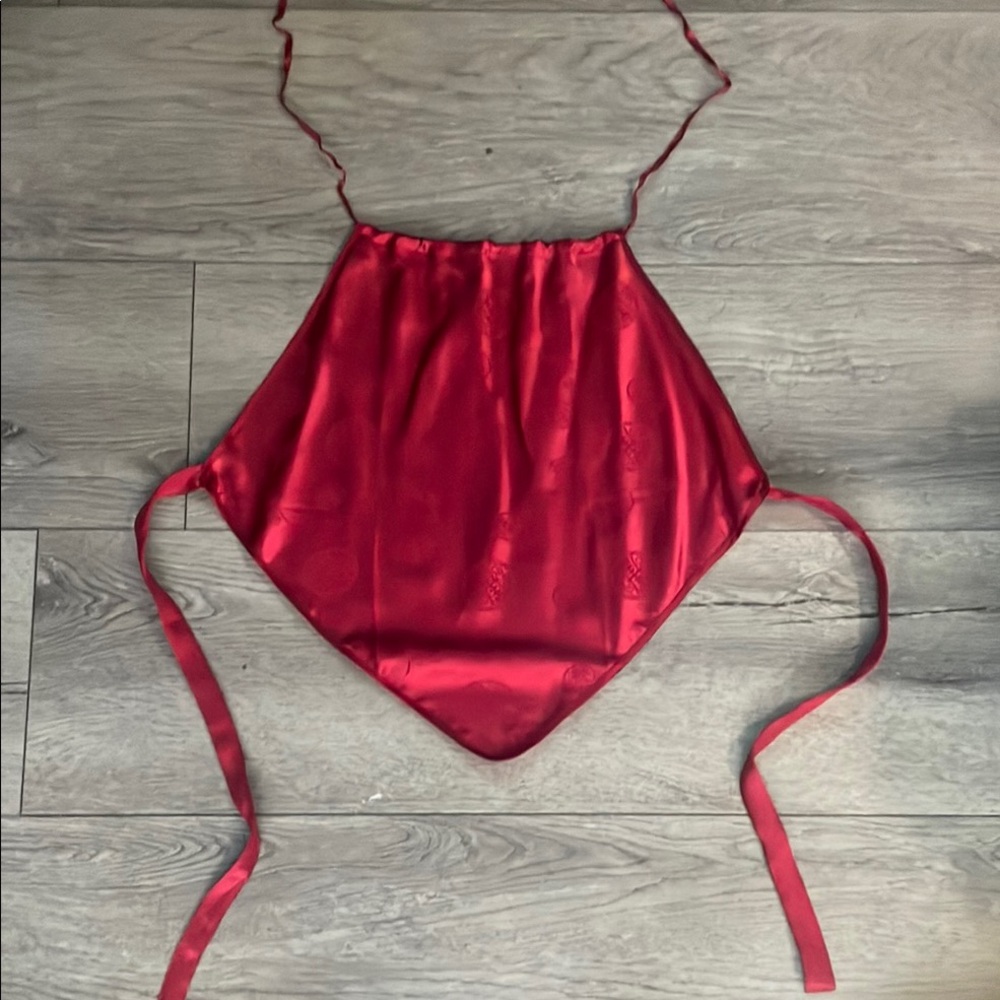 Source Unknown Scarlet Satin Tie Crop Top